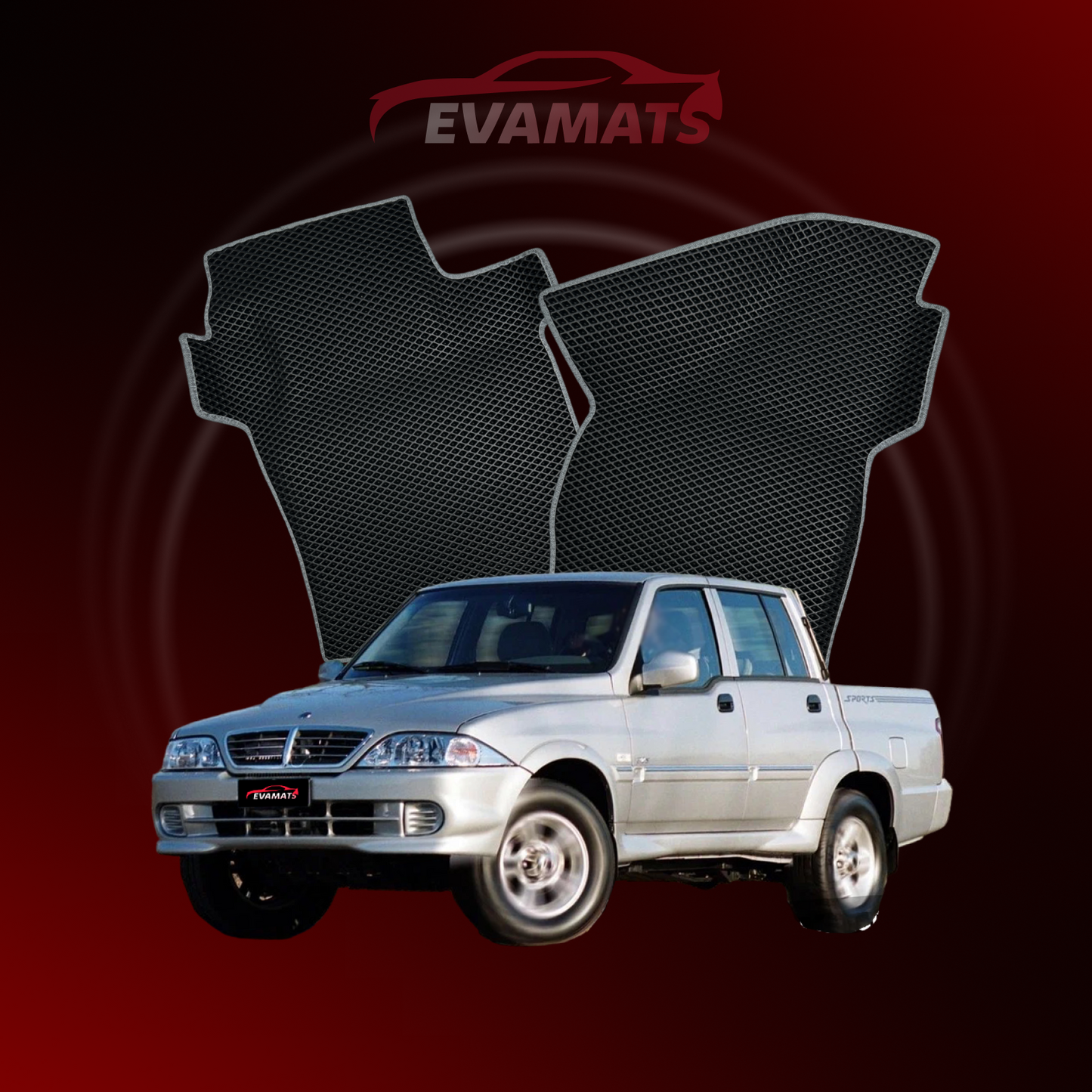 Dywaniki samochodowe EVAMATS do SsangYong Musso 1 gen 1998-2006 rok PICK-UP podwójna kabina