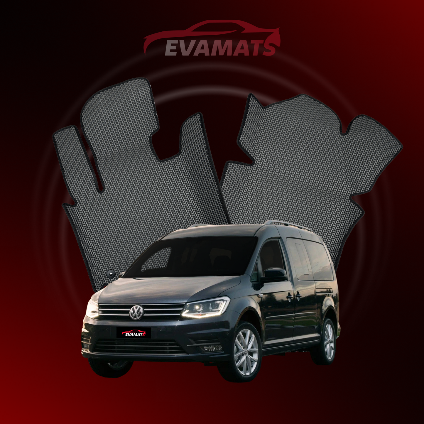 Автоковрики EVAMATS для Volkswagen Caddy Maxi III поколения 2004-2020 года выпуска МИНИВЭН 7-местный