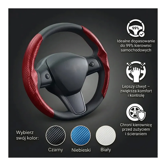 Uniwersalny pokrowiec na kierownicę włókno węglowe
