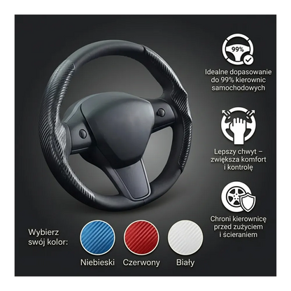 Uniwersalny pokrowiec na kierownicę włókno węglowe